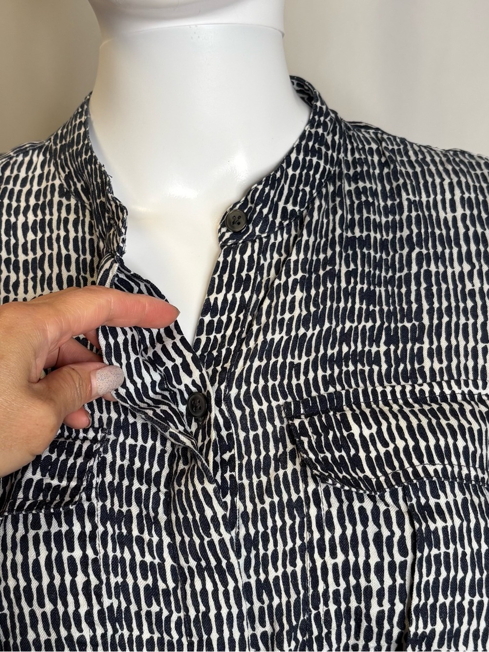 Ann Taylor Patterned Linen Blend Sleeveless Midi Shirt Dress Size M Cargo Pocket - Picture 3 of 13
